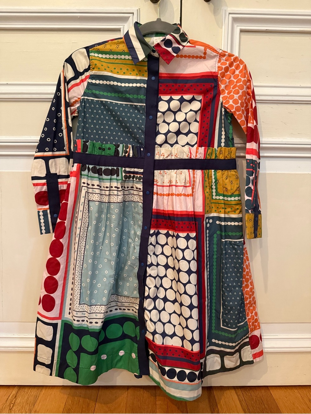 TIA CIBANI Girls' Multicolor Patchwork Shirt Dress sz 7/8